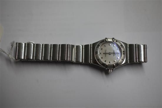 A ladys stainless steel Omega Constellation quartz wrist watch,